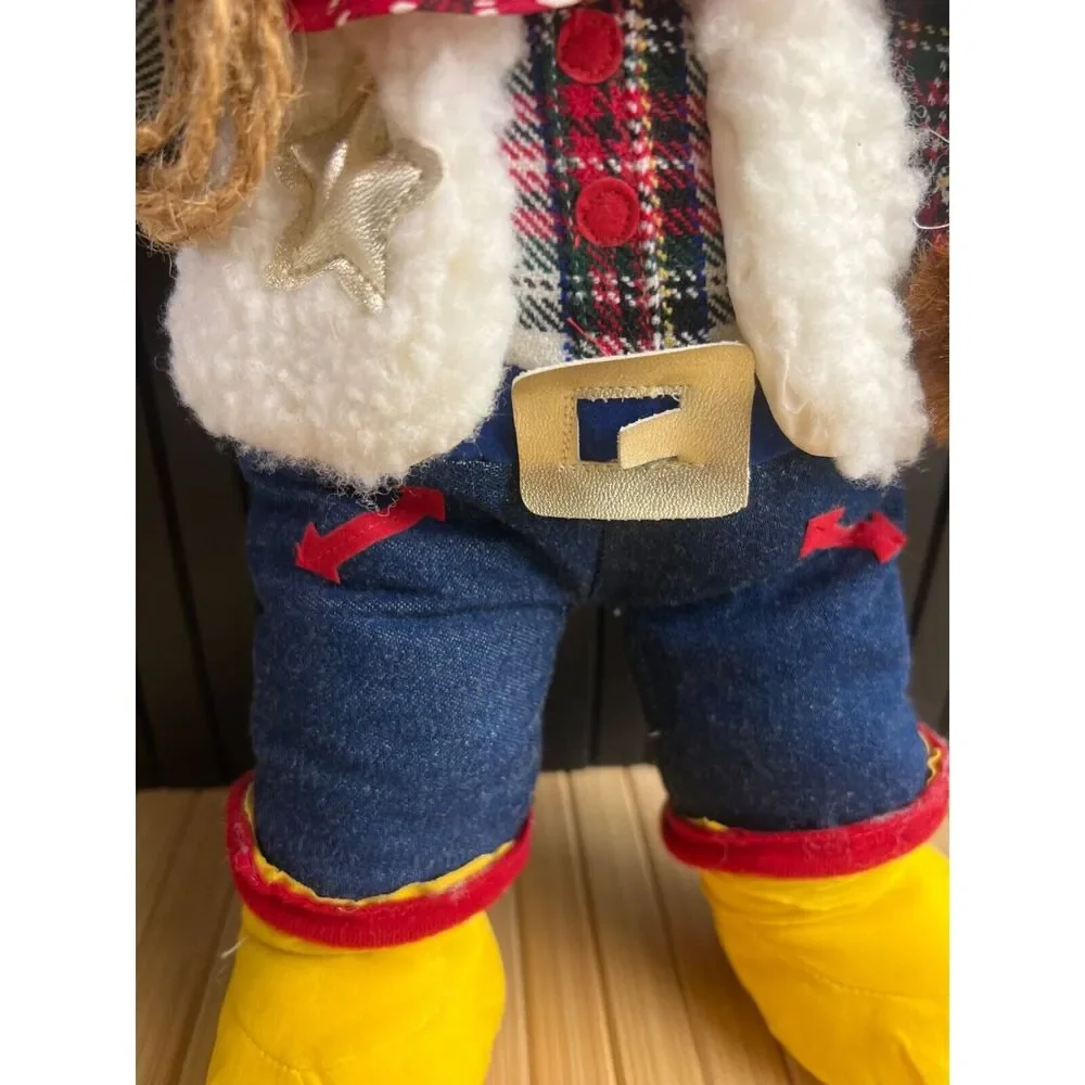 Vintage 1993 Christmas Cowboy Bear Plush Western Holiday Teddy Stuffed Animal